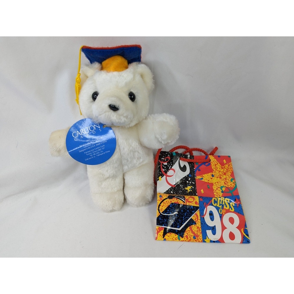 Carlton Cards Graduation Bear Plush 7 Inch 1998 Gift Bag Stuffed Animal Toy